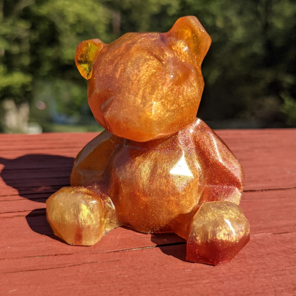 Teddy Bear Resin Art Orange Beautiful Cute Handmade Gift Bears Unique Gifts - Picture 3 of 10